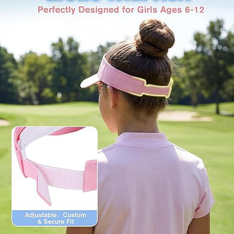 Komorebi Kids Girls Visor Athletic Sun Hat for Boys Adjustable Golf Visor Hat Youth Outdoor Sport Hat Cotton Tennis Hat