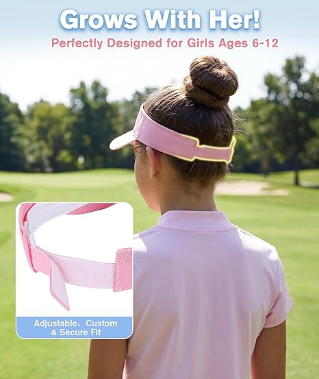 Komorebi Kids Girls Visor Athletic Sun Hat for Boys Adjustable Golf Visor Hat Youth Outdoor Sport Hat Cotton Tennis Hat