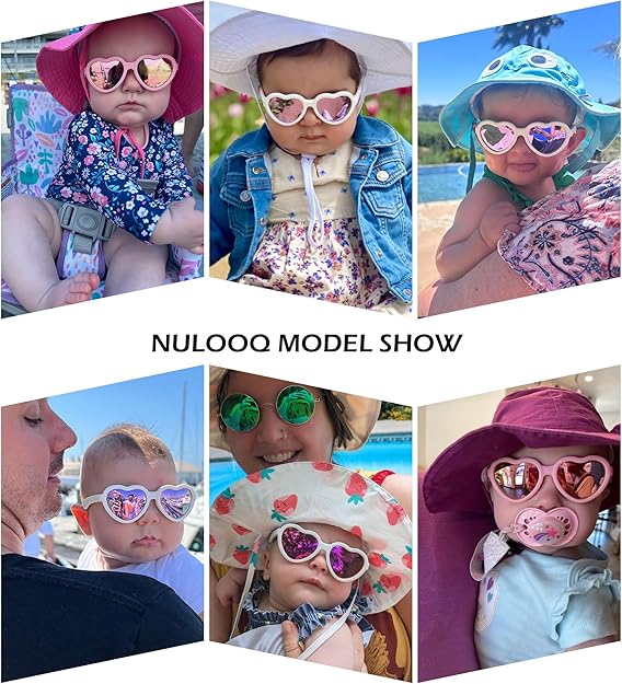 Flexible Heart Shaped Baby Polarized Sunglasses with Strap Adjustable Toddler & Infant Age 0-24 Months
