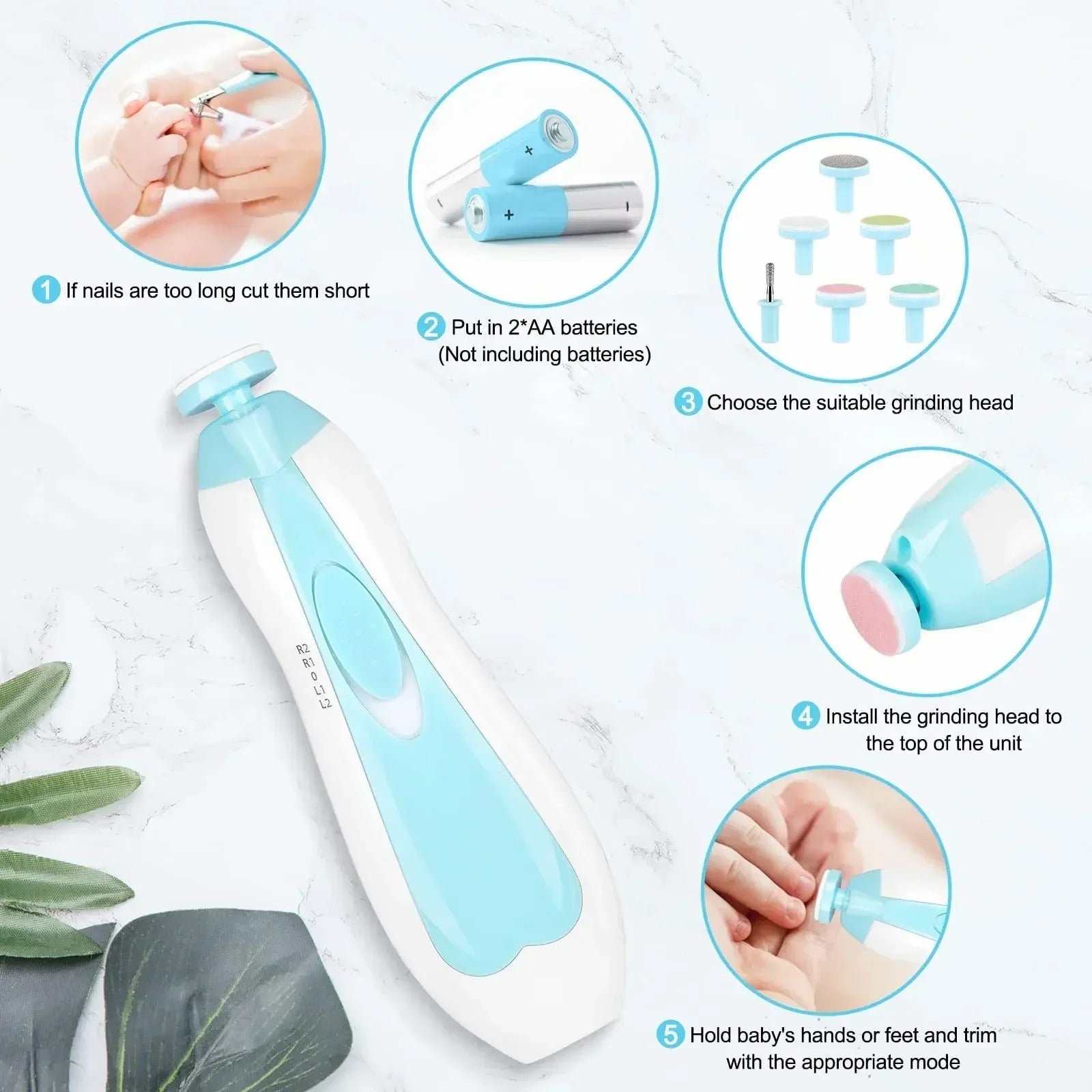 Safe Electric Baby Nail Trimmer & Nail File Kit for Newborns | Baby Nail Clippers