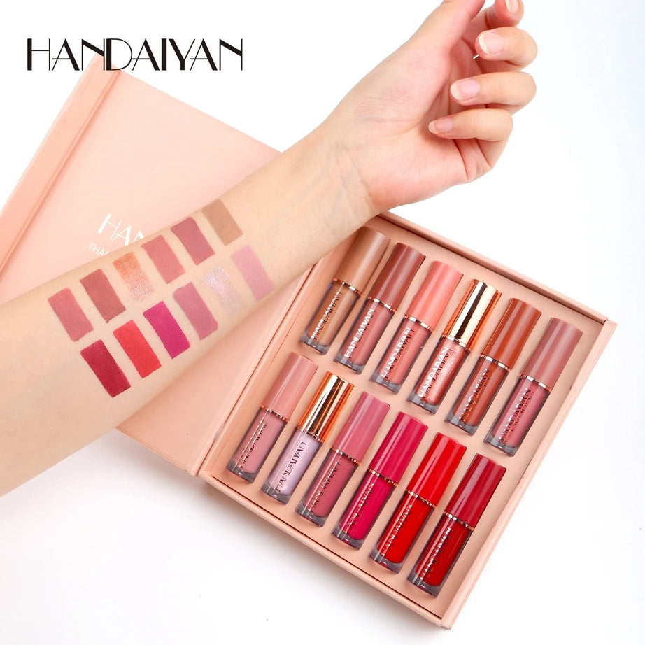 12-Piece Matte Liquid Lipstick & High-Shine Gloss Set – Soft &Smooth Everyday