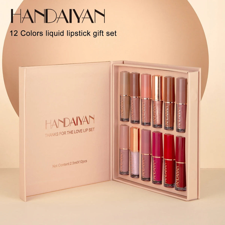 12-Piece Matte Liquid Lipstick & High-Shine Gloss Set – Soft &Smooth Everyday